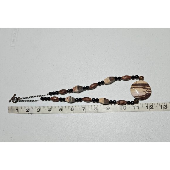 Boho Wooden Beaded Disc Pendant Statement Necklace  Fashion Jewelry Women - Picture 7 of 8